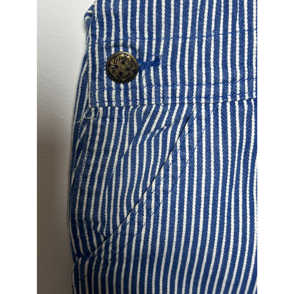 Oshkosh B'Gosh Overalls Boys Size 7 Blue Denim Railroad Striped Made USA Vintage - Picture 8 of 14